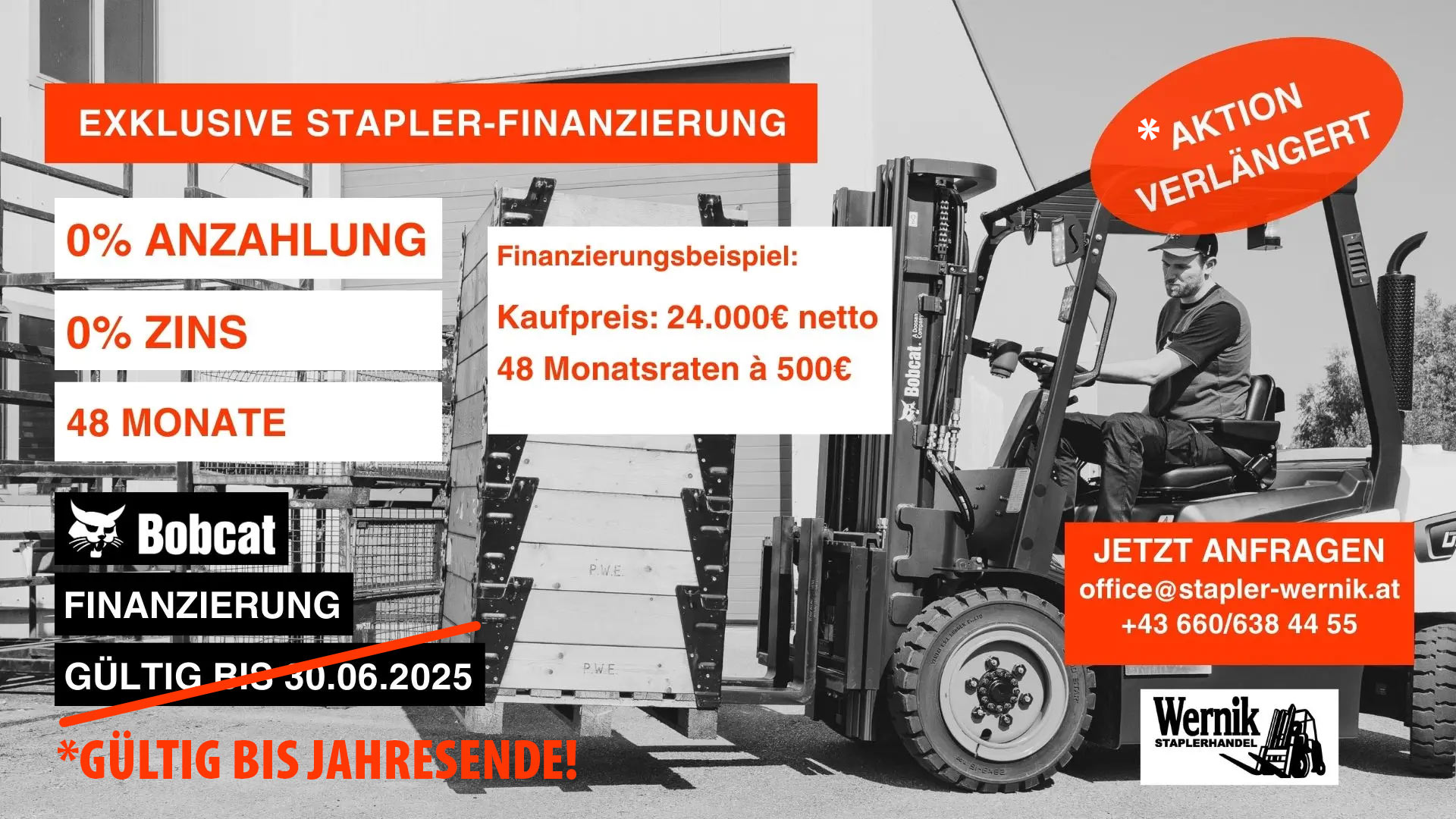 Gebrauchtgabelstapler in Salzburg, Gabelstaplervermietung & -verkauf | Wernik 1 Bobcat Stapler Finanzierung 48 Monate 0 % Zinsen